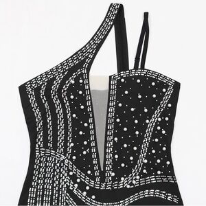 Elegant Black and White Asymmetrical Dress